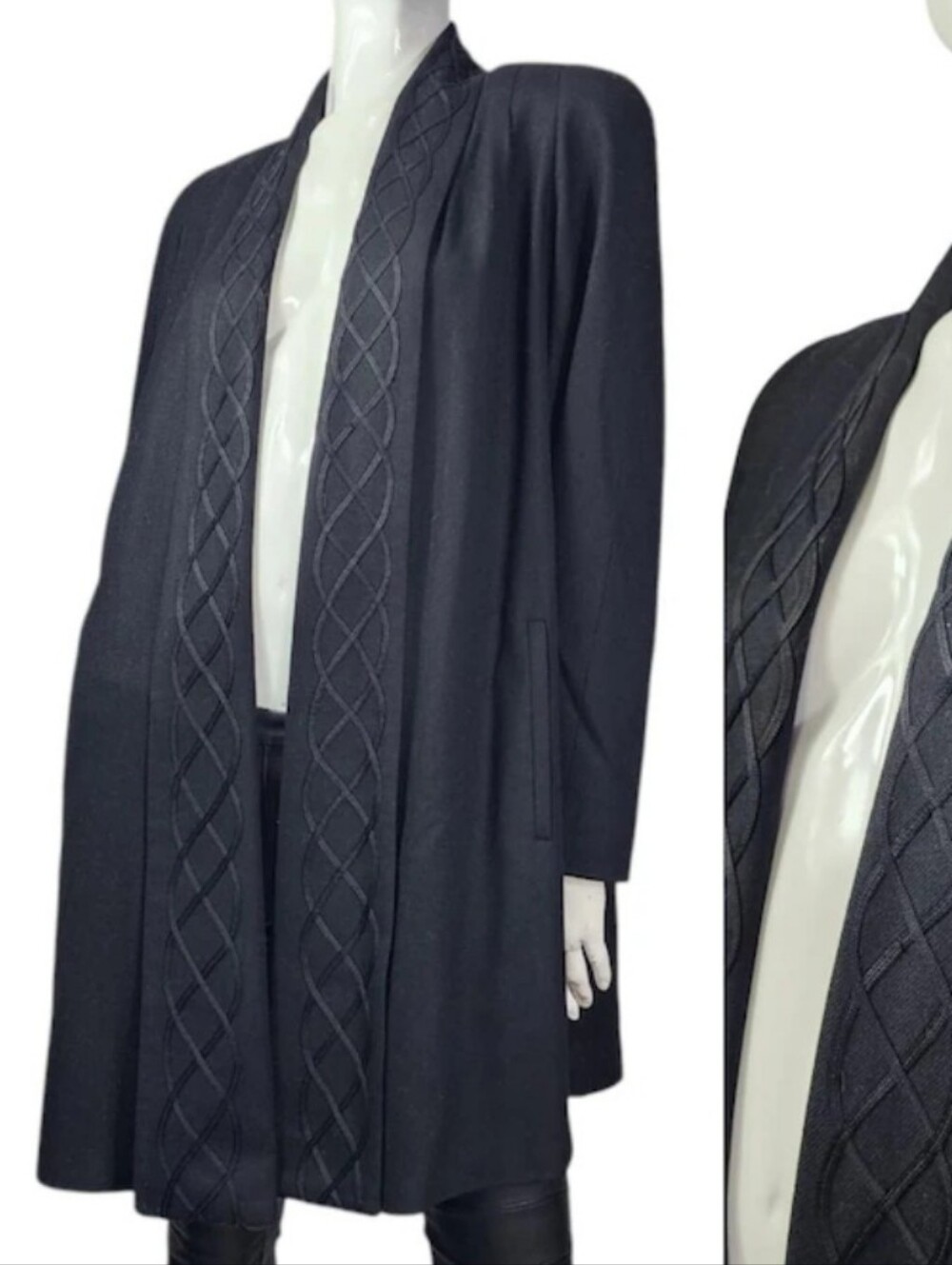 Vintage 80s ALORNA 100% Wool Cape Coat Braided Trim Avant Garde M/L - Picture 13 of 13
